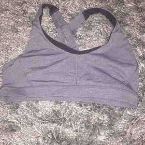 Grey and black Lululemon sports bra